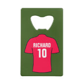 Football Shirt in rood Creditkaart Flessenopener (Achterkant)
