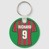 Football shirt in rood en groen. sleutelhanger (Achterkant)