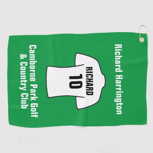 Football Shirt in White Golf Towel Golfhanddoek (Horizontaal)