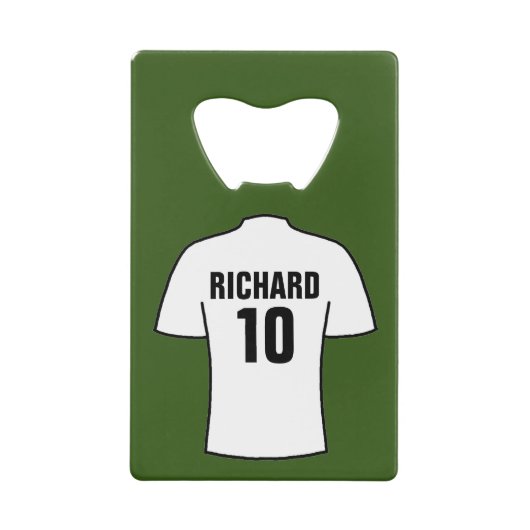 Football Shirt in wit Creditkaart Flessenopener (Voorkant)