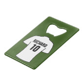 Football Shirt in wit Creditkaart Flessenopener (Achterkant Gekanteld)