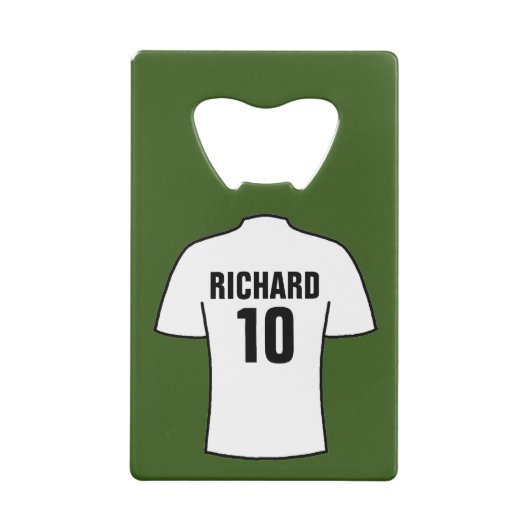 Football Shirt in wit Creditkaart Flessenopener (Achterkant)