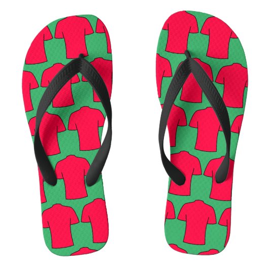 Football Shirten Ontwerp in rode Teenslippers (Voetbed)