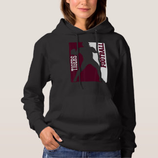 Football Silhouette Tackle Maroon White Lov Hoodie