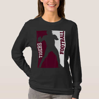 Football Silhouette Tackle Maroon White Lov T-shirt