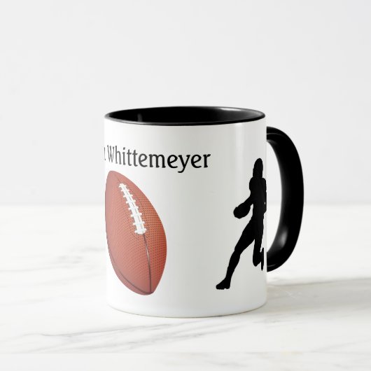 Football Silhouetted Players and Ball personalize Mok (Voorkant rechts)