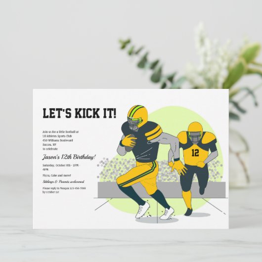 Football Silhouetten Uitnodiging (Staand voorkant)