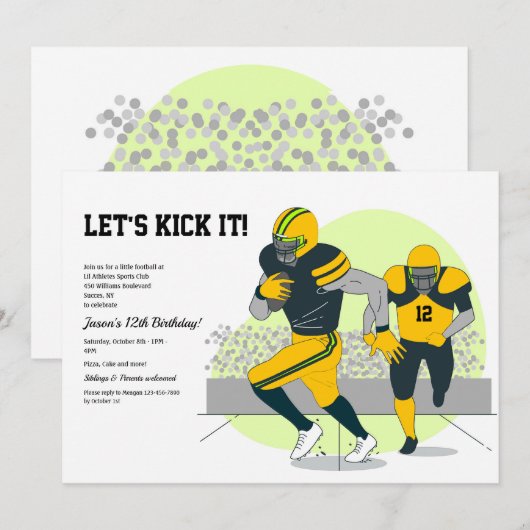 Football Silhouetten Uitnodiging (Voorkant / Achterkant)