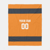 Football Sinaasappel, Marine & Wit Gepersonaliseer Fleece Deken (Voorkant)