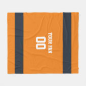 Football Sinaasappel, Marine & Wit Gepersonaliseer Fleece Deken (Voorkant (Horizontaal))