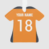 Football Sinaasappel, Marine & Witte Jersey Orname Ornament (voorkant)