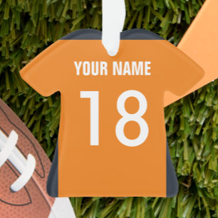 Football Sinaasappel, Marine & Witte Jersey Orname Ornament