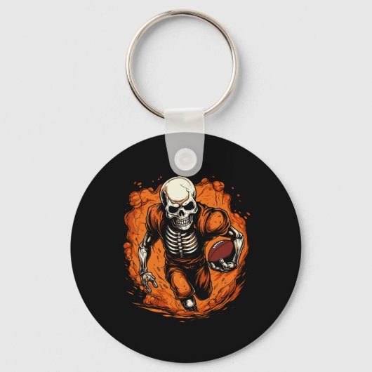 Football Skeleton Football Speler Halloween Spooky Sleutelhanger (Voorkant)