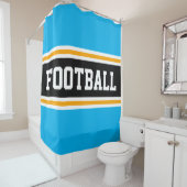 FOOTBALL Sky Blue Zwart Geel Racing Stripes Douchegordijn (In situ)