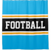 FOOTBALL Sky Blue Zwart Geel Racing Stripes Douchegordijn (Voorkant)