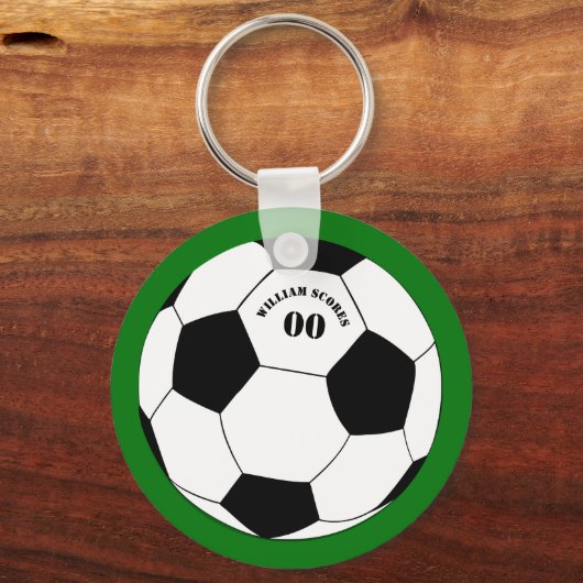 Football Sleutelhanger, Voetbal met naam en nummer Sleutelhanger (Voorkant)