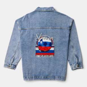 Football Slovenië Vlag, Retro Voetbal Denim Jacket