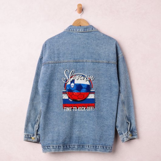 Football Slovenië Vlag, Retro Voetbal Denim Jacket (Hangar)