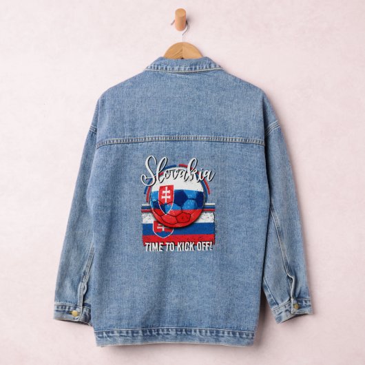 Football Slowakije Vlag, Retro Voetbal Denim Jacket (Hangar)