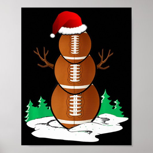 Football Snowman Balls kerstcadeaus Mannen Poster (Voorkant)