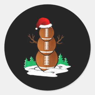 Football Snowman Balls kerstcadeaus Mannen Ronde Sticker
