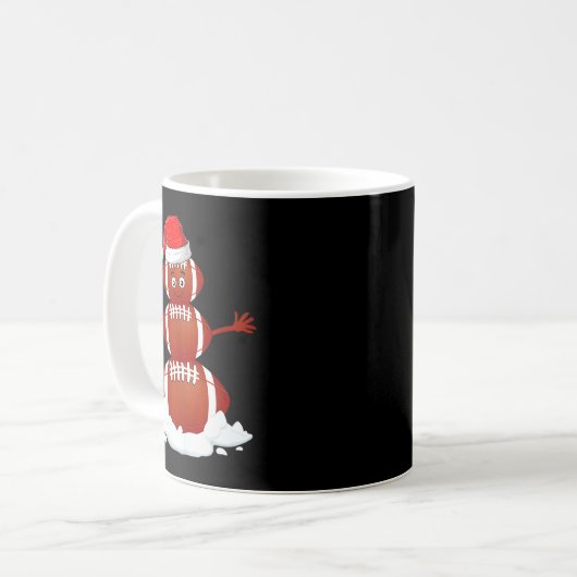 Football Snowman Xmas Holiday Srts Player Funny Ch Koffiemok (Voorkant links)