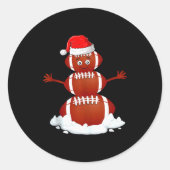 Football Snowman Xmas Holiday Srts Player Funny Ch Ronde Sticker (Voorkant)
