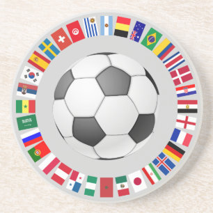 FOOTBALL SOCCER 2018 TEAM FLAGS SYMBOLCIRCLE ZANDSTEEN ONDERZETTER