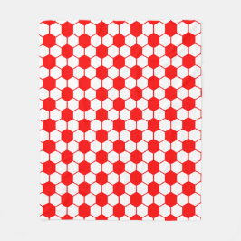 Football / Soccer Ball Texture - White and Red  Fleece Deken