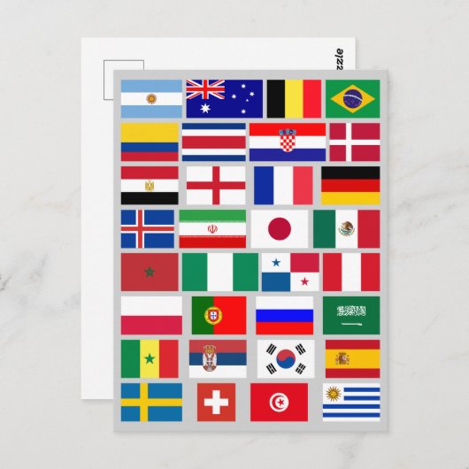 FOOTBALL SOCCER TEAM FLAGS 2018 BRIEFKAART (Voorkant / Achterkant)