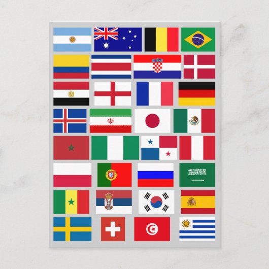 FOOTBALL SOCCER TEAM FLAGS 2018 BRIEFKAART (Voorkant)
