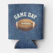 Football Spel Dag Blauw Denim Kleur Blikjeskoeler (Voorkant)