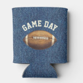 Football Spel Dag Blauw Denim Kleur Blikjeskoeler (Achterkant)