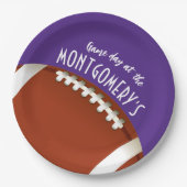 Football Spel Dag Paarse Papieren Bordje (Voorkant)