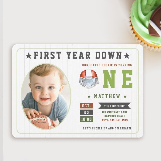 Football Spel Eerste Jaar Down Boy 1e Verjaardag Kaart