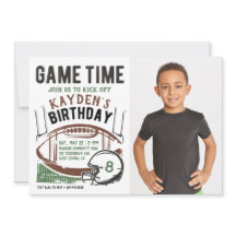 Football Spel Tijd Foto Birthday Uitnodiging