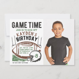 Football Spel Tijd Foto Birthday Uitnodiging