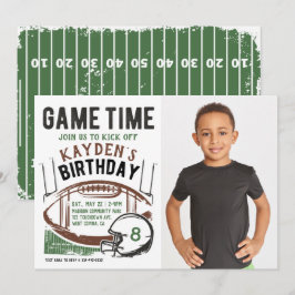 Football Spel Tijd Foto Birthday Uitnodiging