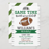Football spel verjaardagsuitnodiging wit kaart (Voorkant / Achterkant)