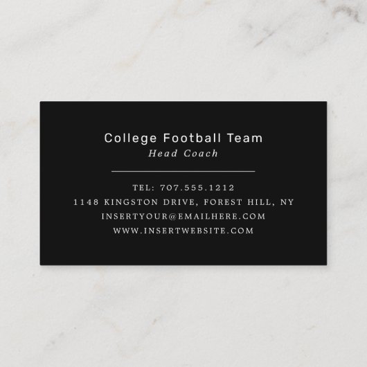 Football spel, voetballer, Football coach bedrijf Visitekaartje (Achterkant)