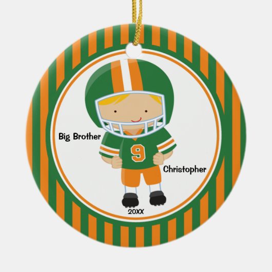Football Speler Big Brother Kerst Ornament (Voorkant)