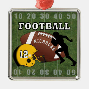 Football 🏈 speler en gele helm metalen ornament