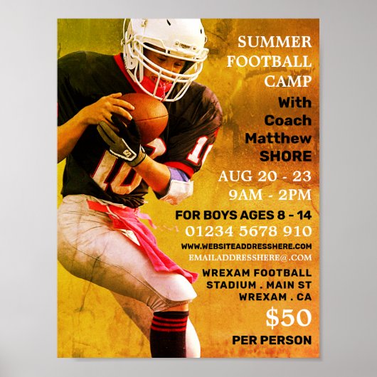 Football Speler, Football Camp Adverteren Poster (Voorkant)