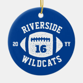 Football speler foto blauwe gepersonaliseerde vaka keramisch ornament