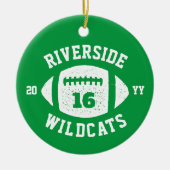 Football speler groene teamfoto vakantie keramisch ornament (Voorkant)