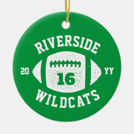 Football speler groene teamfoto vakantie keramisch ornament