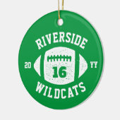 Football speler groene teamfoto vakantie keramisch ornament (Links)