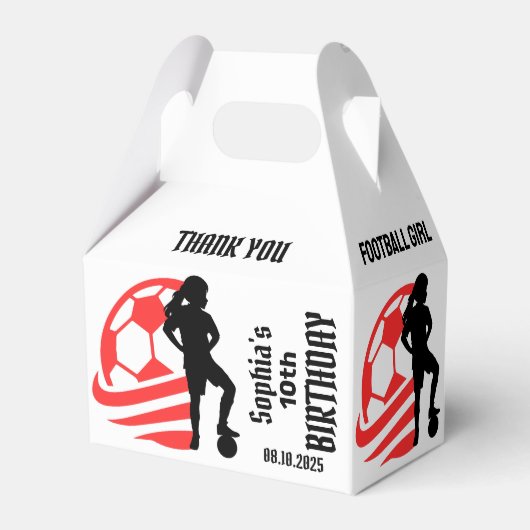 Football Speler Meisje, Football Meisje Team Favor Bedankdoosjes (Achterkant)