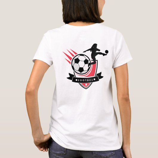 Football Speler Meisje, Football Meisje Team Favor T-shirt (Achterkant)