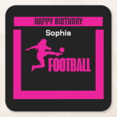 Football Speler Meisje, Verjaardag Meisje Team Kartonnen Onderzetters (Voorkant)
